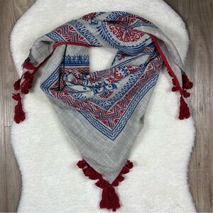 Inouitoosh square pure wool tassel scarf
